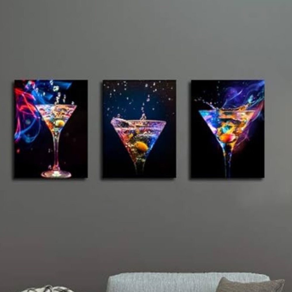Vibrant Cocktail Canvas Art Trio